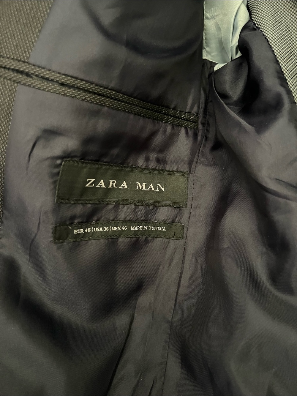 Men's Dark Grey Mandarin Collar Blazer - Picture 3 of 6
